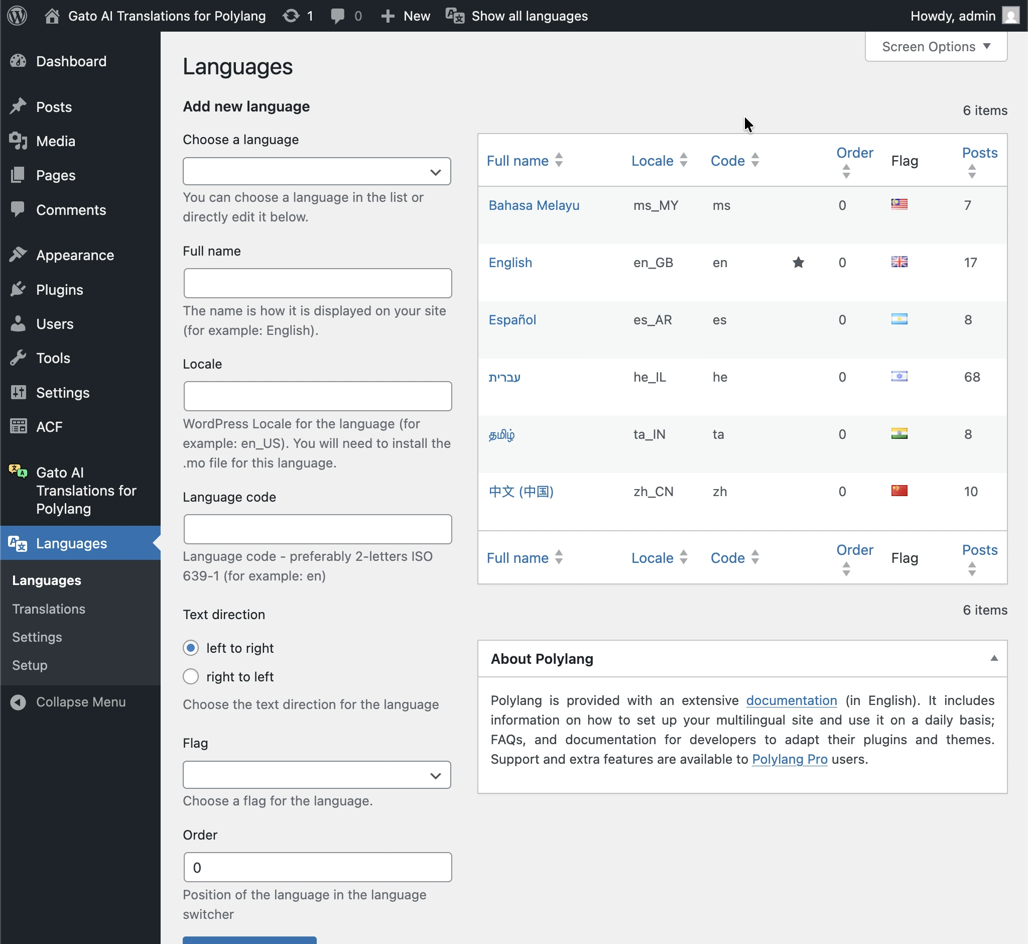 Polylang talen configureren