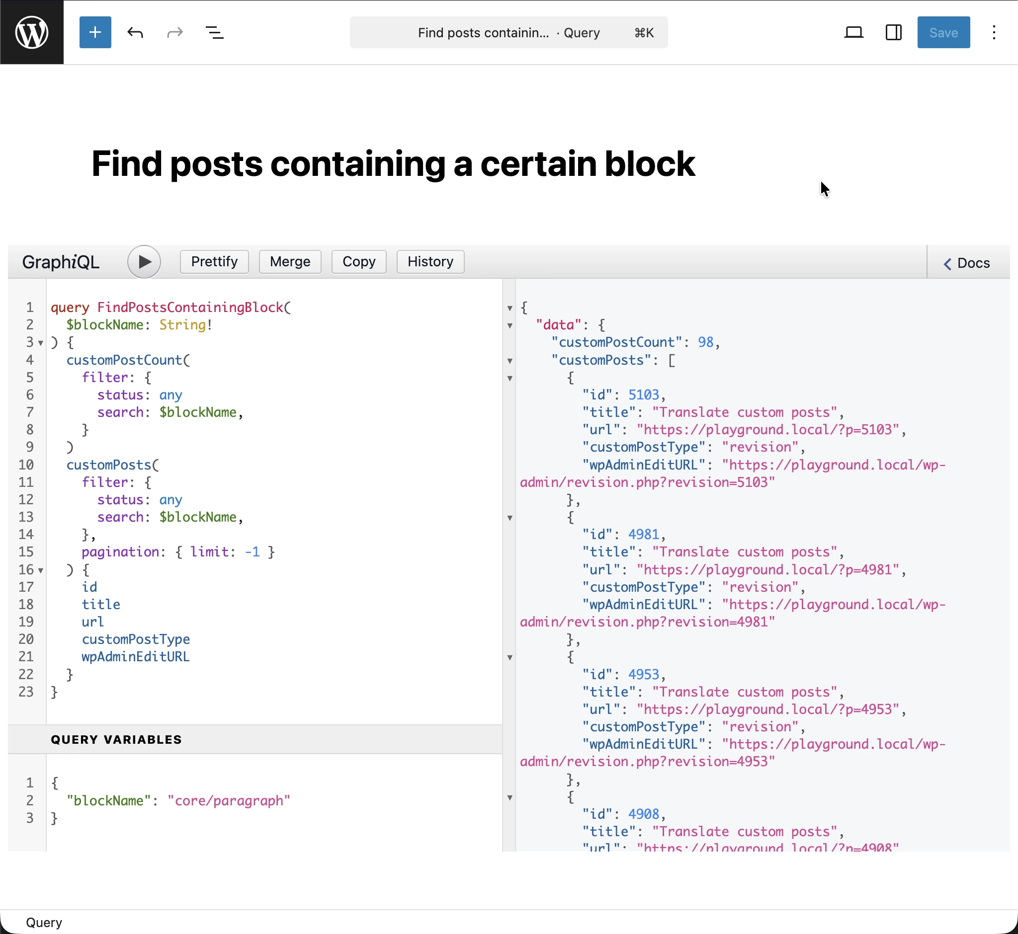 De GraphQL query uitvoeren