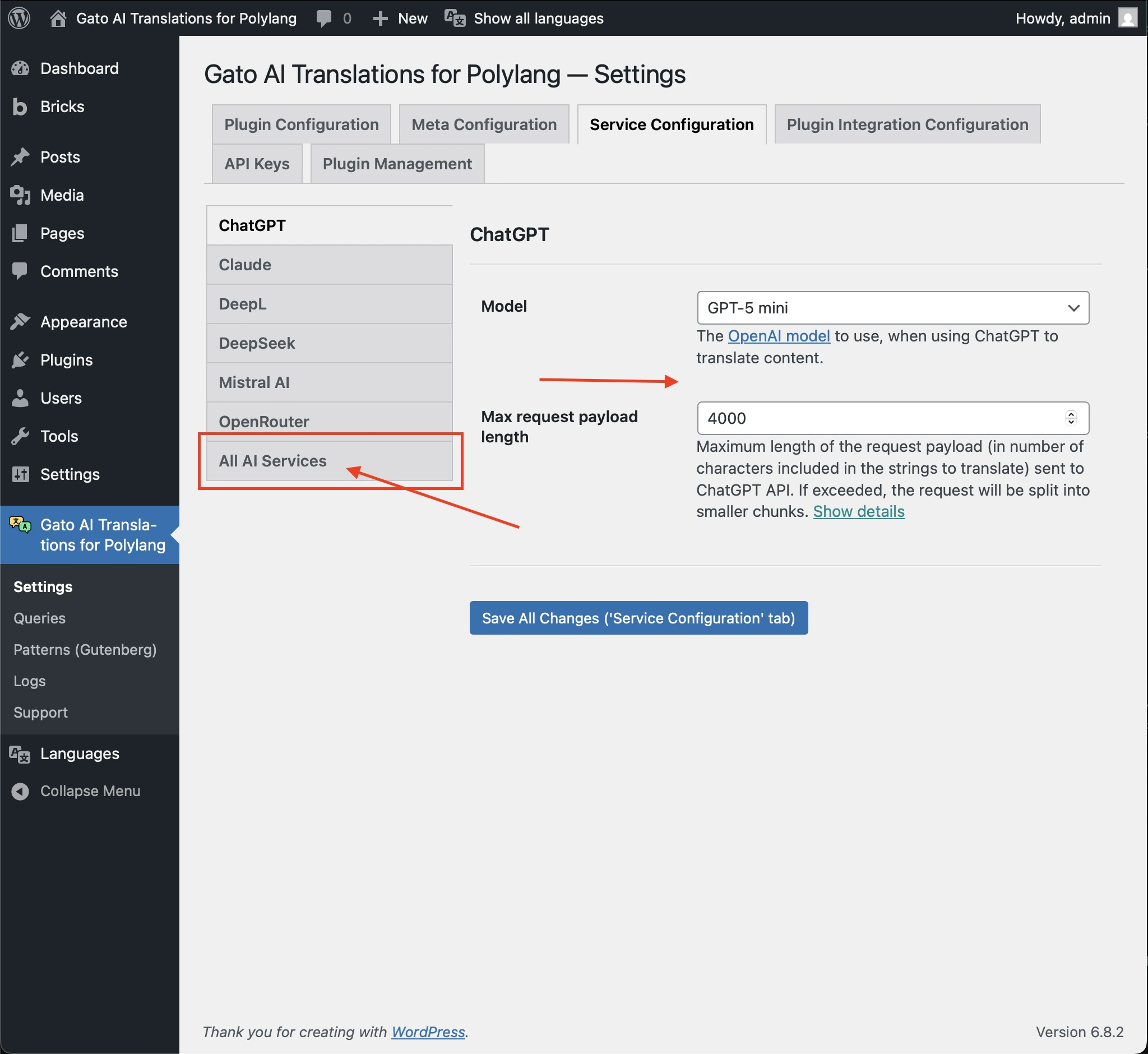 Ontbrekende configuratie voor aangepaste AI-prompt