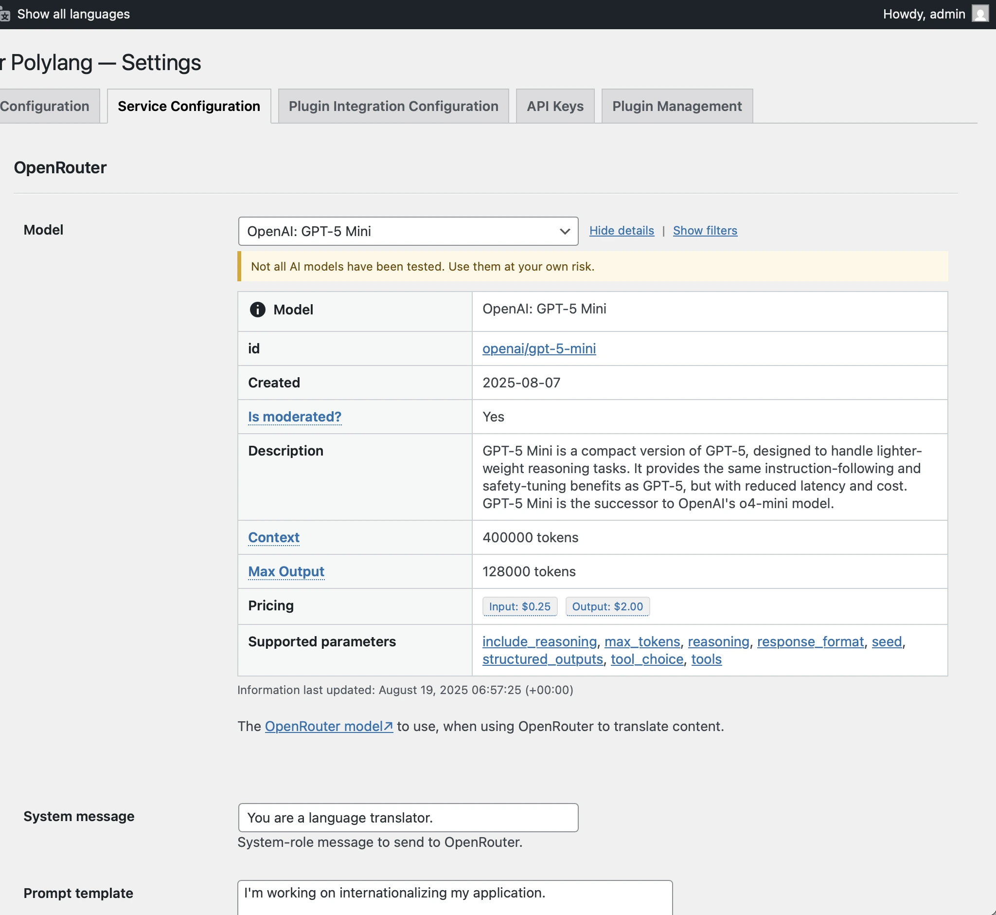 Details tonen van een AI-model beschikbaar op OpenRouter