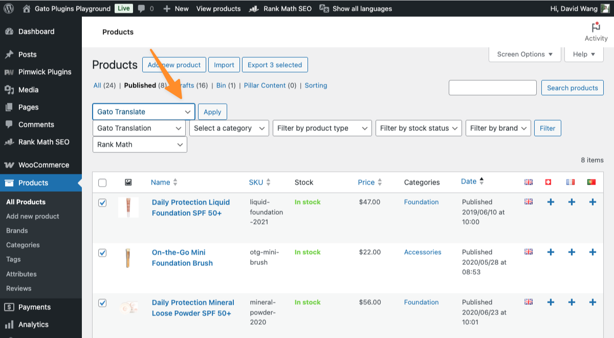 WooCommerce-producten in bulk vertalen