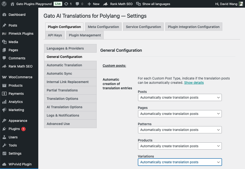 WooCommerce-producten automatisch vertalen met Gato AI Translations for Polylang