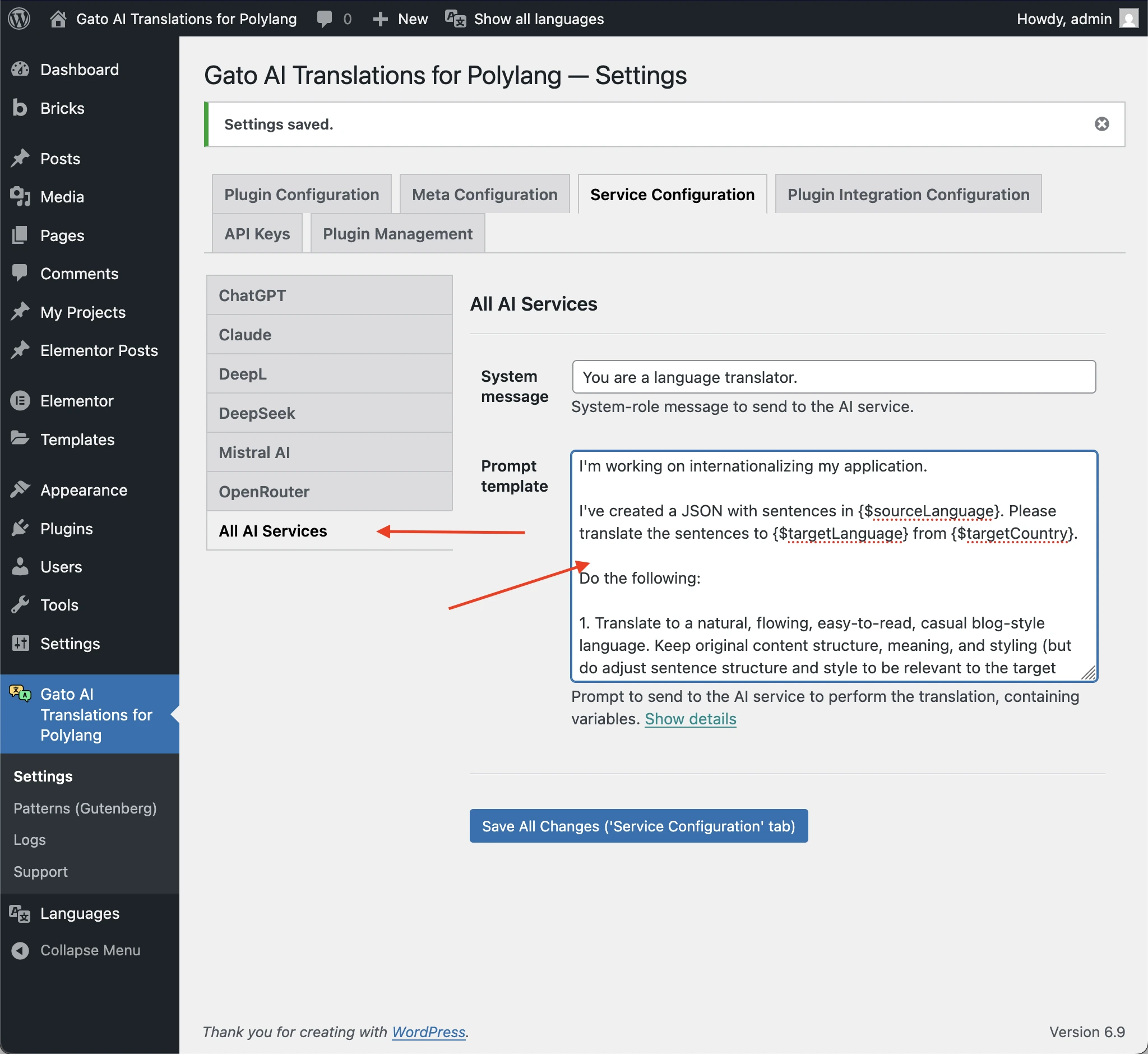 Kopieer de aangepaste prompt voor alle AI-services